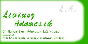 liviusz adamcsik business card